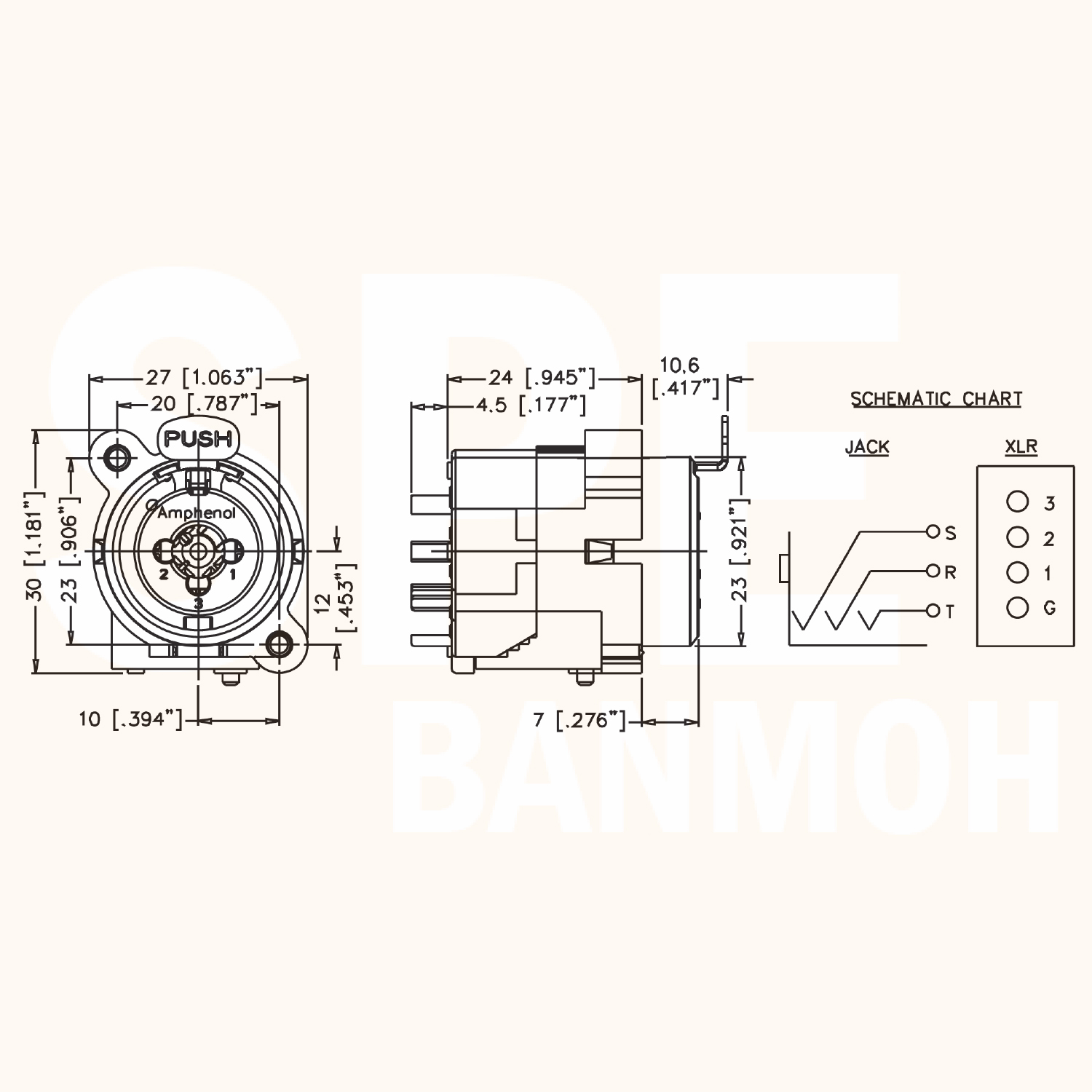 [ 1ชิ้น ] ACJC6S ปลั๊กคอมโบ แอมฟินอล Amphenol XLR 3 pole female and 1/4 Phone Jack receptacle Contact ปลั๊กคอมโบติดแท่น Socket for XLR / Phone ยี่ห้อแอมฟินอล COMBO Connector ปลั๊กไมค์ / แคนน่อน