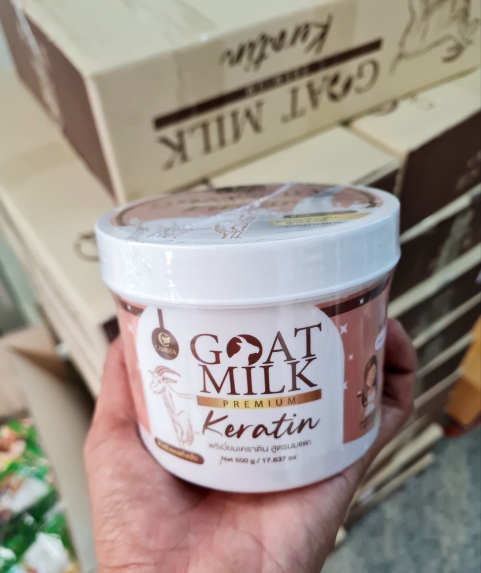 เคราตินนมแพะพรีเมียม GOAT MILK Keratin หมักผมนมแพะ กระปุก 500g