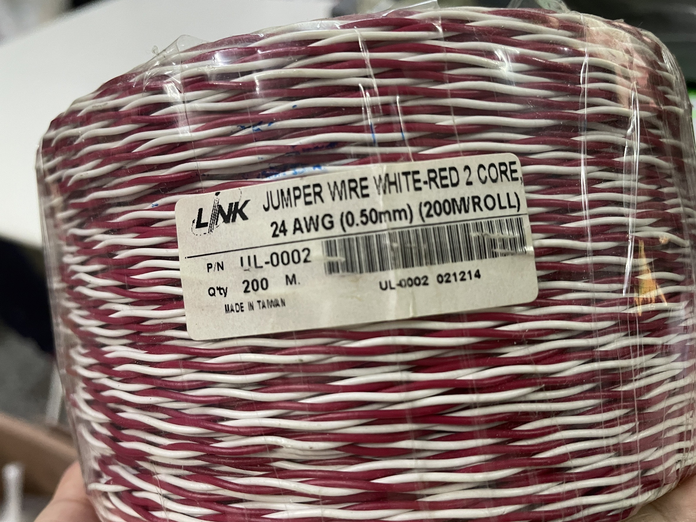 Jumper Wire Cable (200m/Box) LINK (UL-0002) White-Red 2 CORE