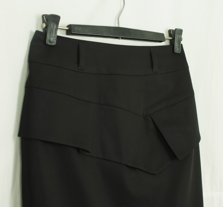 SK-163 กระโปรงแฟชั่น&ทำงาน ทรงสอบจับจีบทวิชซ้อนกัน ผ้าคอตต้อนญี่ปุ่นสีดำ