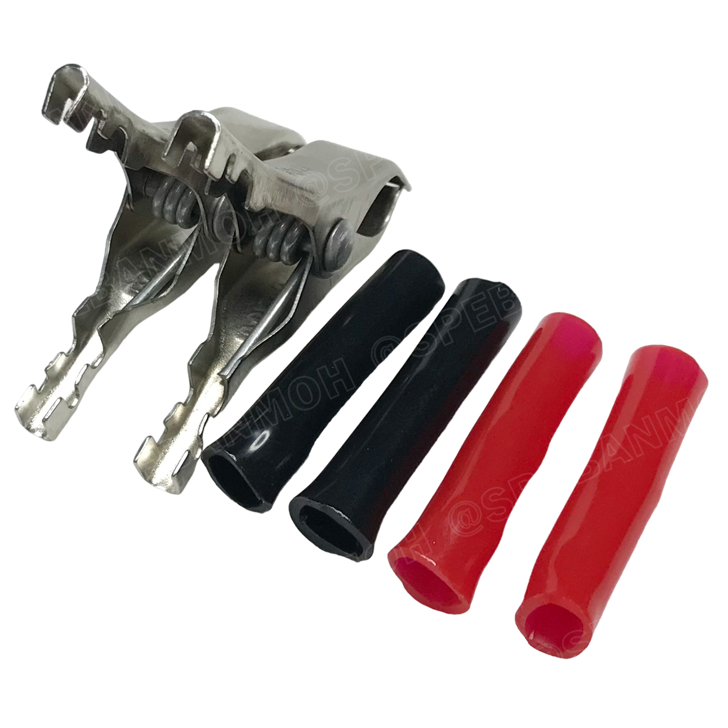 [ 3คู่ ] AL-005 SS ปากคีบเหล็ก ชุบสารกันสนิม NASA ดำ-แดง ยาว 70mm อ้าได้ 15mm ปากคีบแบตเตอรี่ ดำแดง คีมคีบแบต ขนาดเล็ก 3นิ้ว Alligator Clip เข้าสายแบบบีบ ปากคีบจระเข้ ปากคีบแบตเตอรี่ ปากคีบขั้วแบต ปากคีบดำแดง คีมหนีบขั้วแบต