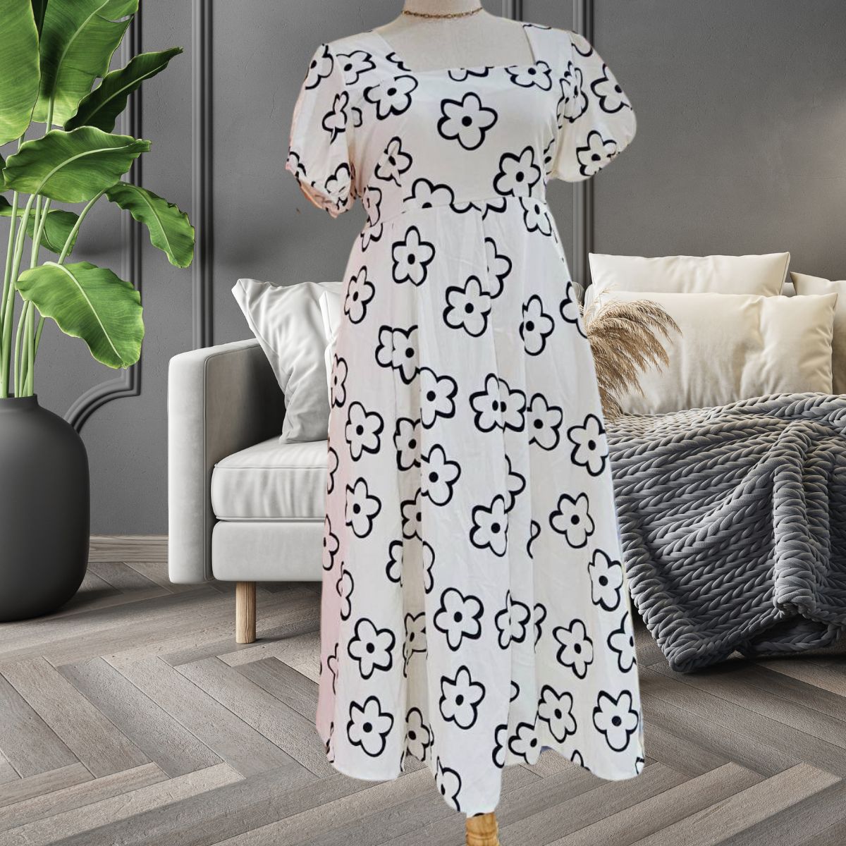 A104 เดรส สาวอวบ ออกงานแต่ง งานบวช ก็น่ารัก อกได้ถึง50 มี 3 สี ขาว ดำ ชมพู อก42-50