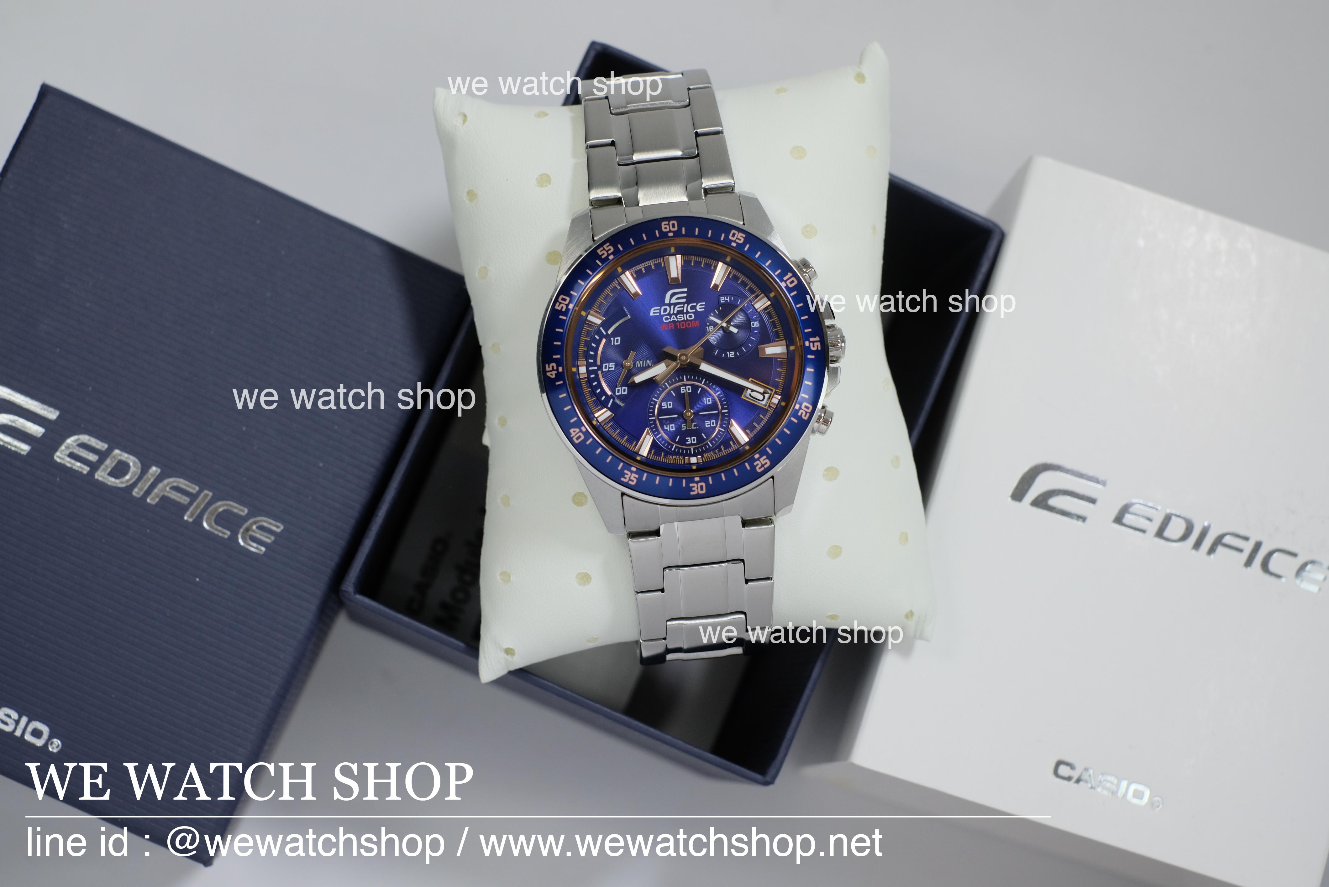 CASIO EDIFICE รุ่น EFV-540D-2AVDF สายสแตนเลส สีเงิน จอน้ำเงิน สินค้าใหม่ ของแท้ รับประกันศูนย์ CMG