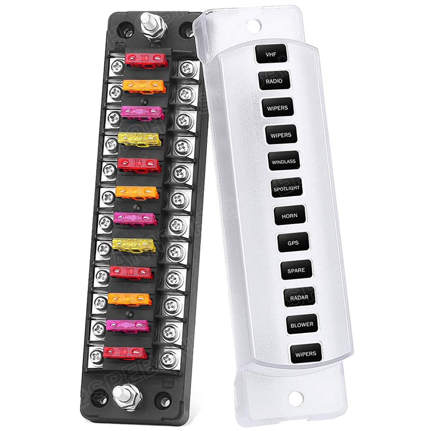 [ 1ชุด ] FB-1902 กล่องฟิวส์รถยนต์ 12 ช่อง พร้อมฝาครอบ FB-1902 12 Way Fuse Block กระบอกฟิวส์รถยนต์ 12ช่อง พร้อมลูกฟิวส์ Fuse Holder + Fuse MARINE FUSEBOX ชุดฟิวส์ตัดวงจร 12V 24V DC แผงฟิวส์รถยนค์ รถบรรทุก Auto Fuse 12 In 12 Out ชุดฟิวส์ ดีซี MAX 32VDC