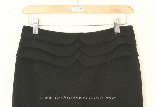 SK-308 กระโปรงแฟชั่น&ทำงาน ทรงสอบ ผ้าไหมอิตาลีสีดำ