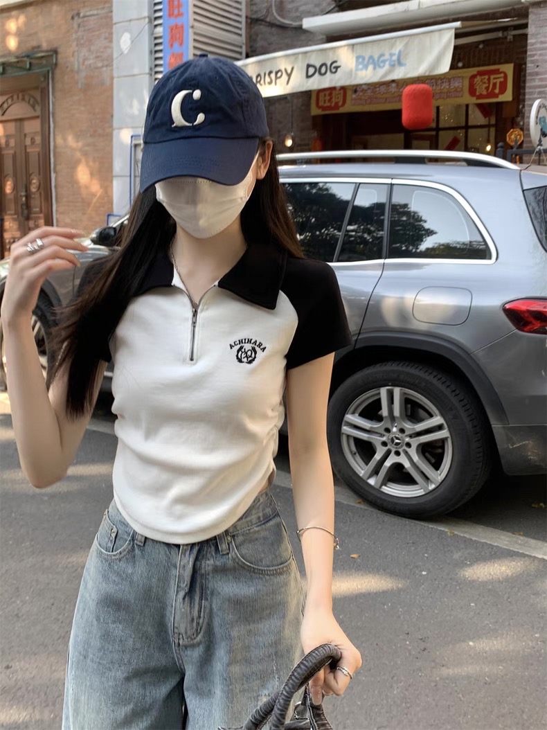 ACHI Zipper tee เสื้อสตรีทไหมพรมแต่งซิป