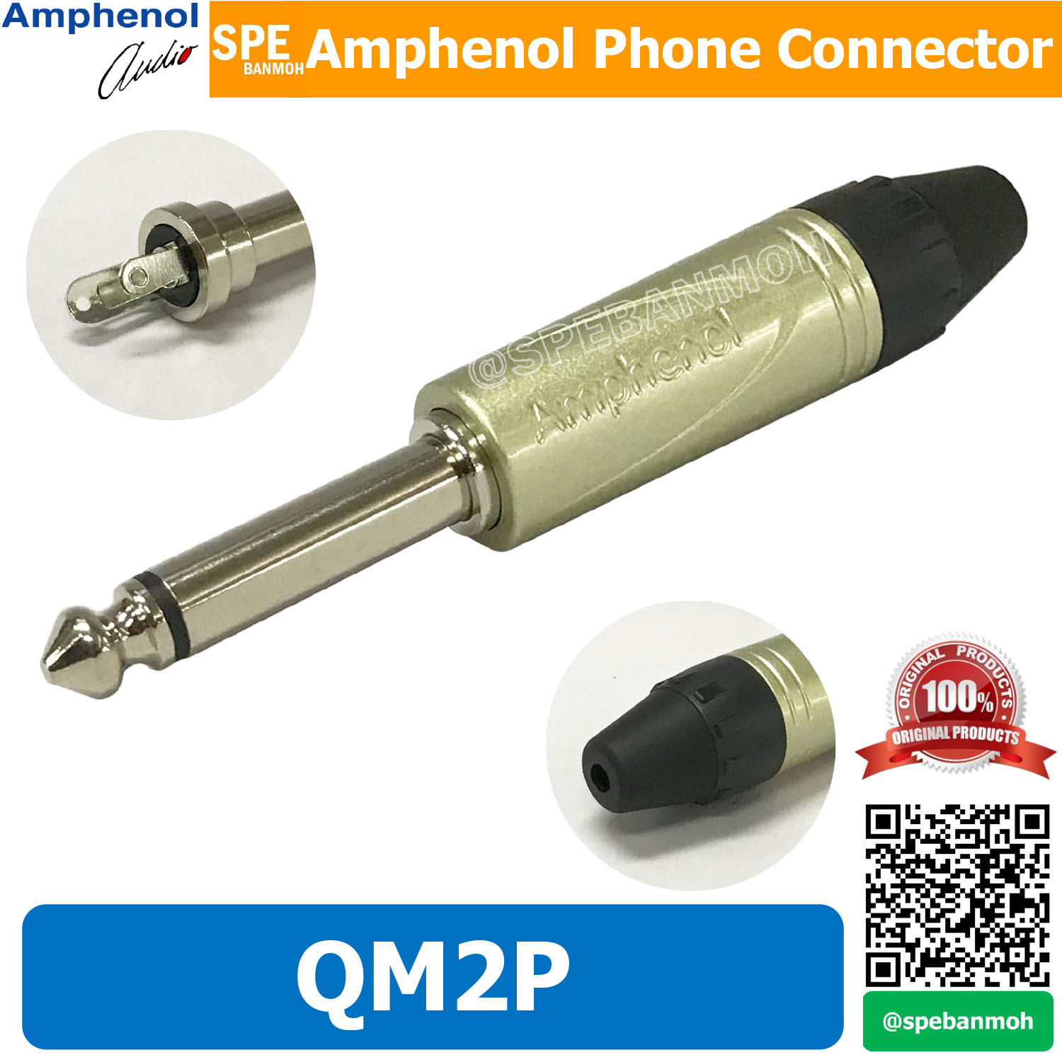 QM2P ปลั๊กไมค์ โมโน Amphenol Mono Phone Plug 1/4'' 6.35mm ปลั๊กไมค์โมโน 1-4” ปลั๊กไมค์โมโน แอมฟินอล ปลั๊กไม