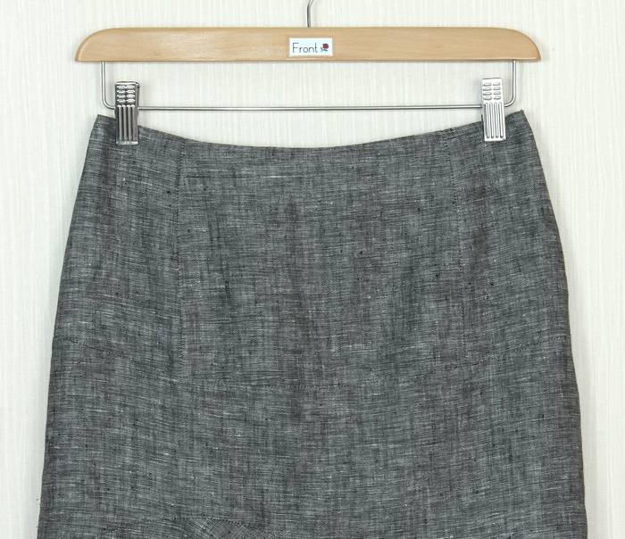 SK-247 กระโปรงแฟชั่น&ทำงาน ทรงย้วย ผ้าลินินญี่ปุ่นเชมเบ้โทนดำ มีลายในตัว