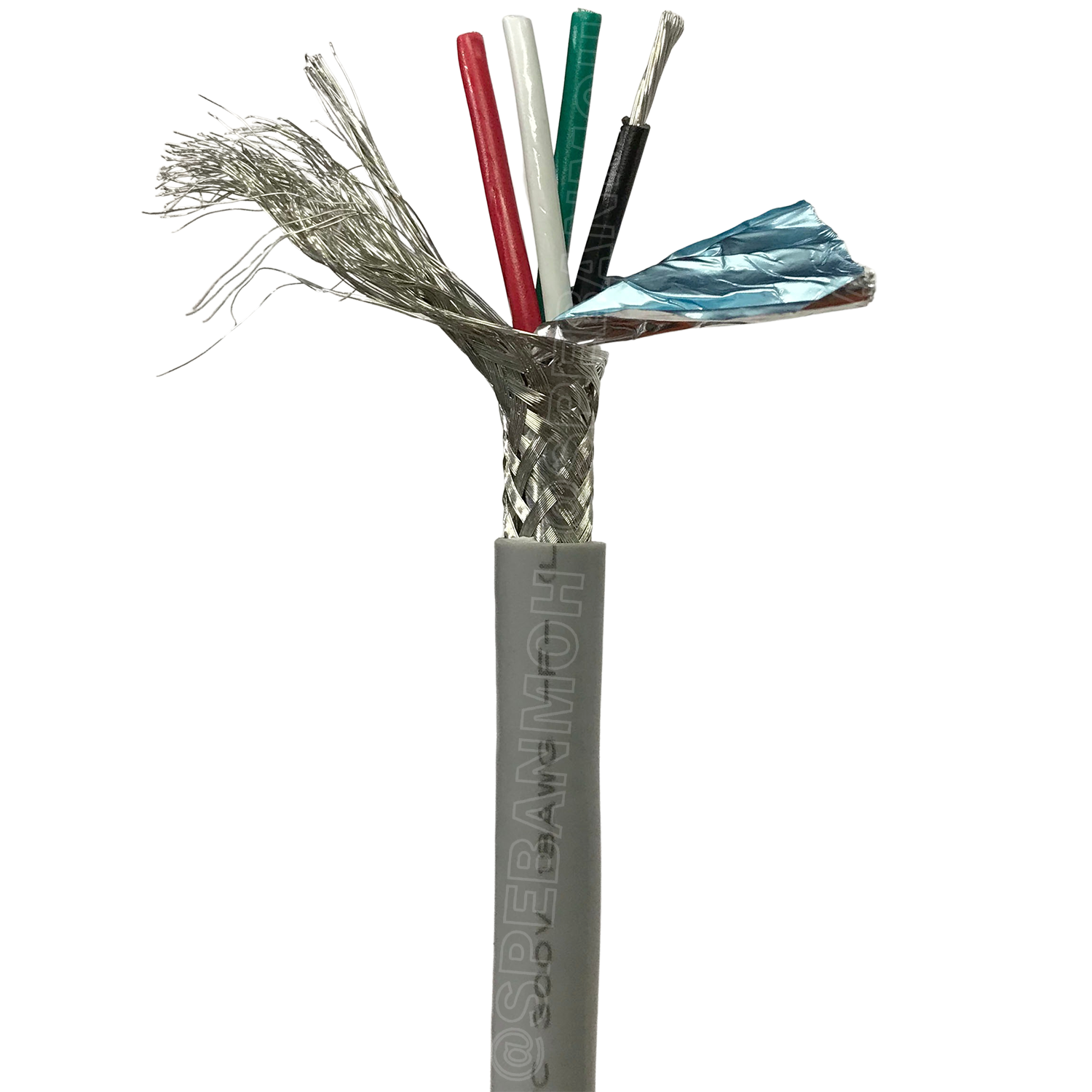 [ 100 เมตร ] TW-2464BS-18AWG-4C ชีลรอบ สีเทา Grey สายมัลติคอร์ 4 คอร์ ขนาด 18AWG 4Cx18AWG UL2464 300V 80°C AWG18 เบอร์ 18 สายชีลรอบ Braid Shielded Multicore Cable 8C Computer Cable TCU Tinned Stranded Copper AWM 2464 18AWG VW-1 80°C 300V E150612