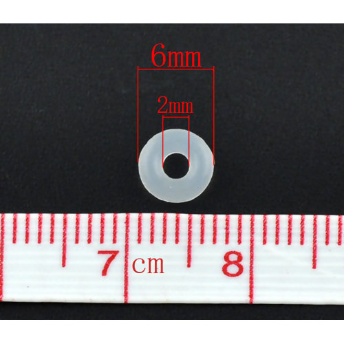 ห่วงวงแหวนซิลิโคน สำหรับร้อยคั่นสร้อย สีขาว ขนาด 6mm แพ็ค 50 อัน