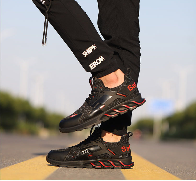 HOT SPORT NO.7 รองเท้าเซฟตี้ผ้าใบ หัวเหล็ก พื้นเสริมแผ่นเหล็ก ดีไซน์สปอร์ต