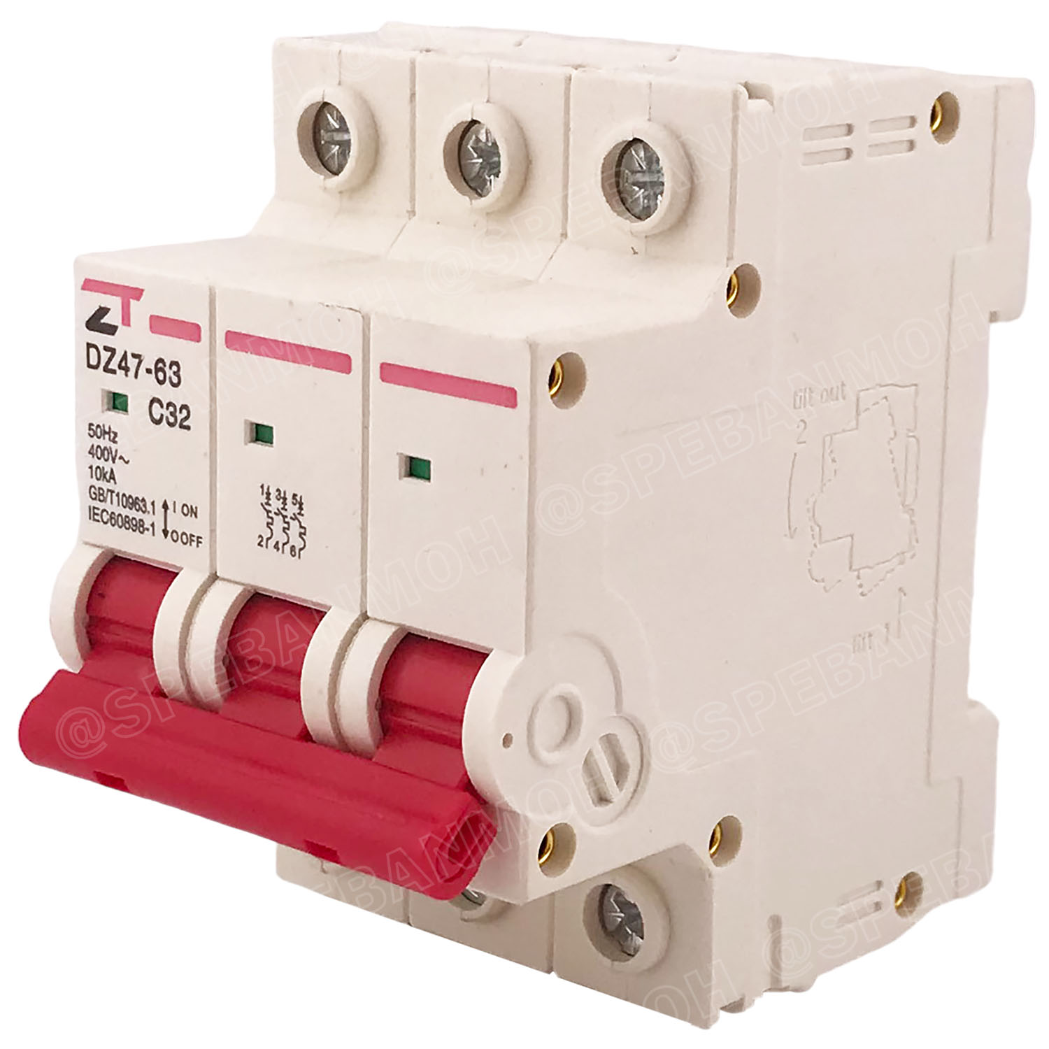 DZ47-63-3P 32A เบรกเกอร์เมน ยึดรางปีกนก 3P 32A AC Circuit Breaker เบรกเกอร์ตัดไฟเกิน 3โพล 32แอมป์ คัดเอาท์ ป้องกันกระแสเกิน Overload ป้องกันการลัดวงจร Short circuit เบรกเกอร์ตัดไฟ เบรกเกอร์ลูกย่อย Ac Circuit Breaker ไฟบ้าน 230V/400V AC มินิเซอกิตเบรก