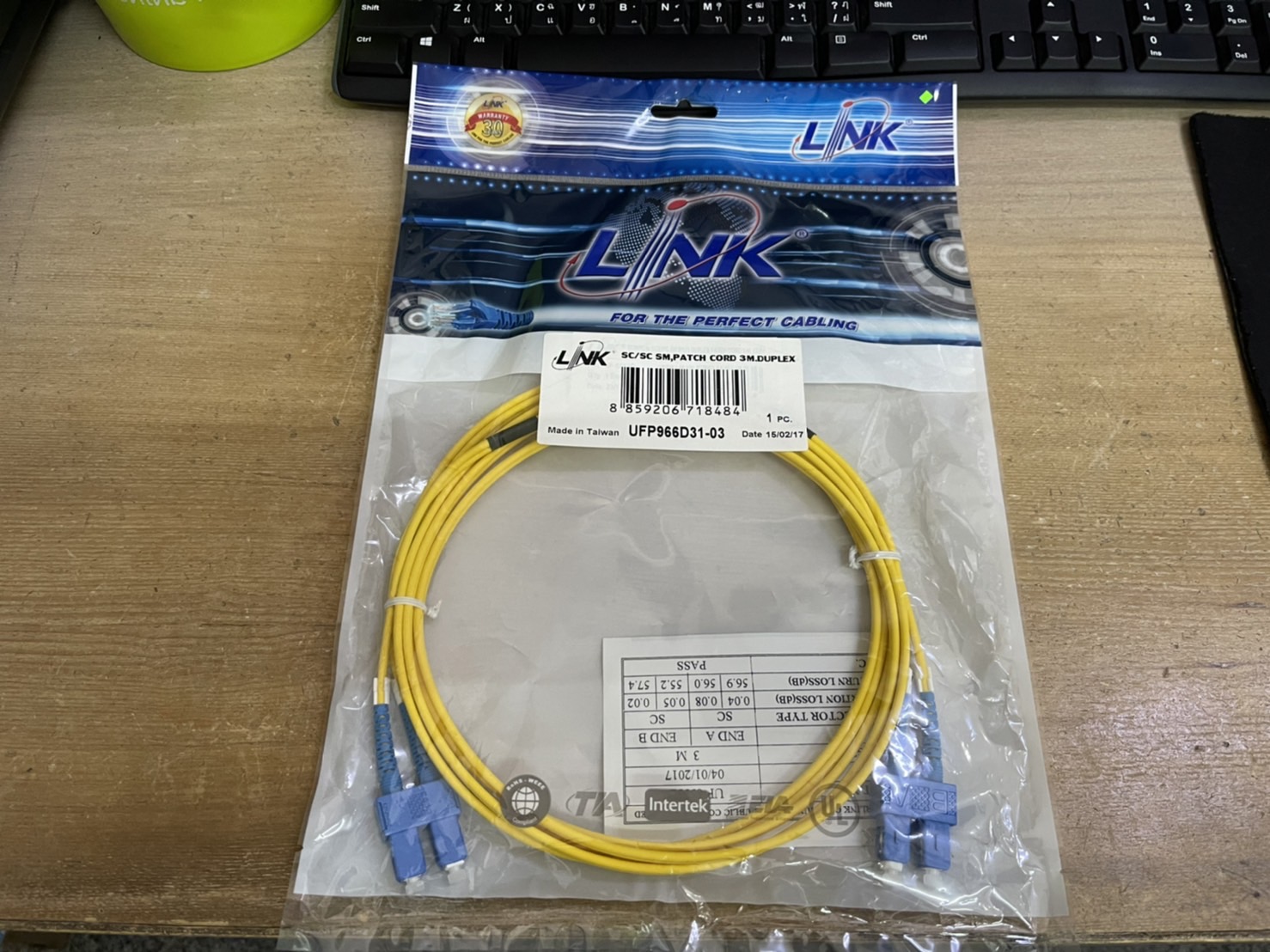 " ราคาพิเศษ " LINK Fiber Optic SC/SC SM.PATCH CORD 3M.DUPLEX (UFP966D31-03)