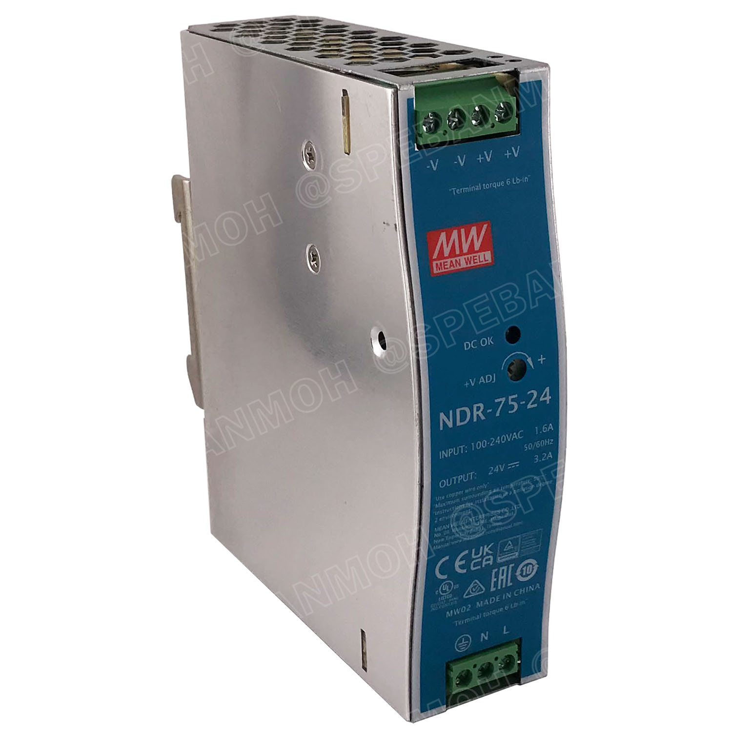 [ 1เครื่อง ] NDR-75-24 พาวเวอร์ซัพพลาย 24V 3.2A MEAN WELL 75W NDR Single Output Industrial DIN RAIL สวิทชชิ่ง ยึดรางปีกนก INPUT 100-240VAC OUTPUT 24VDC สวิทชิ่ง เมนเวล 24โวตท์ สำหรับ DIN Rail มีนเวล บอร์ดแปลงไฟ หม้อแปลงไฟ AC to DC