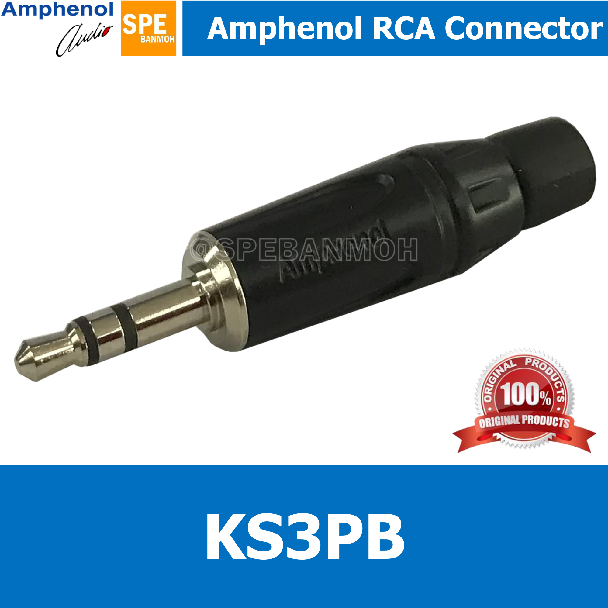 KS3PB หัว 3.5 mm สเตอริโอ KS3P Amphenol หัว Aux 3.5 3.5mm. Male TRS Audio Plug ปลั๊กไมค์เล็กสเตอริโอ 3.5 มม Mini Phone Plugs 3.5mm. K-Series Stereo