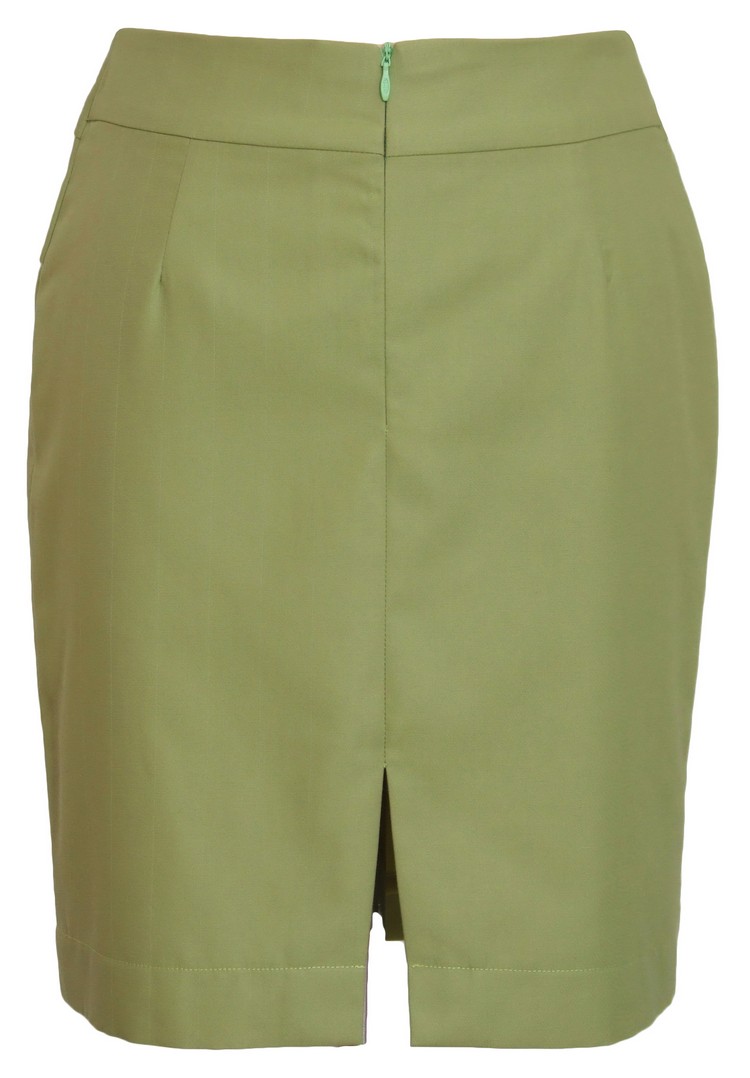 SK-096 กระโปรงแฟชั่น&ทำงาน ทรงสอบ ผ้าคอตต้อนญี่ปุ่นผสมสเปนเดคสีเขียว