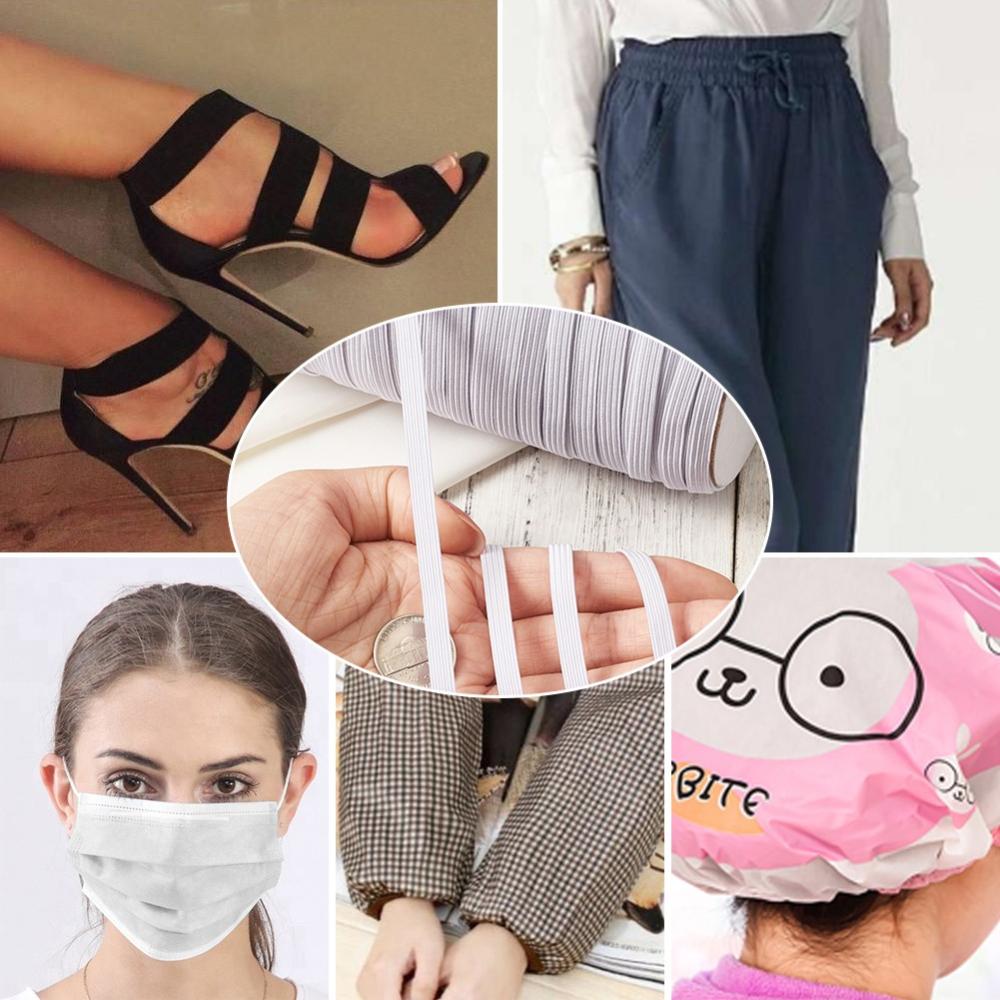 ยางยืด เส้นแบน สำหรับทำหน้ากากอนามัย ขนาด 6 มม. ยาว 10 เมตร