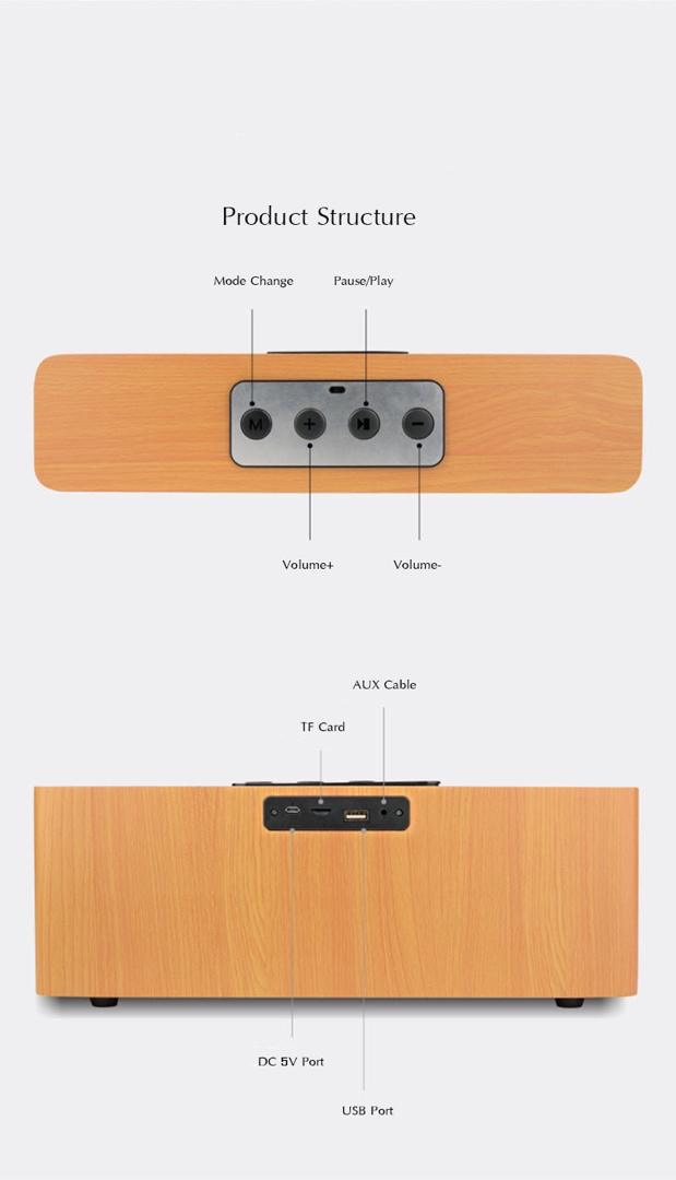 ลำโพงบลูทูธไร้สาย รุ่น Retro Wood เล่นวิทยุ FM ได้