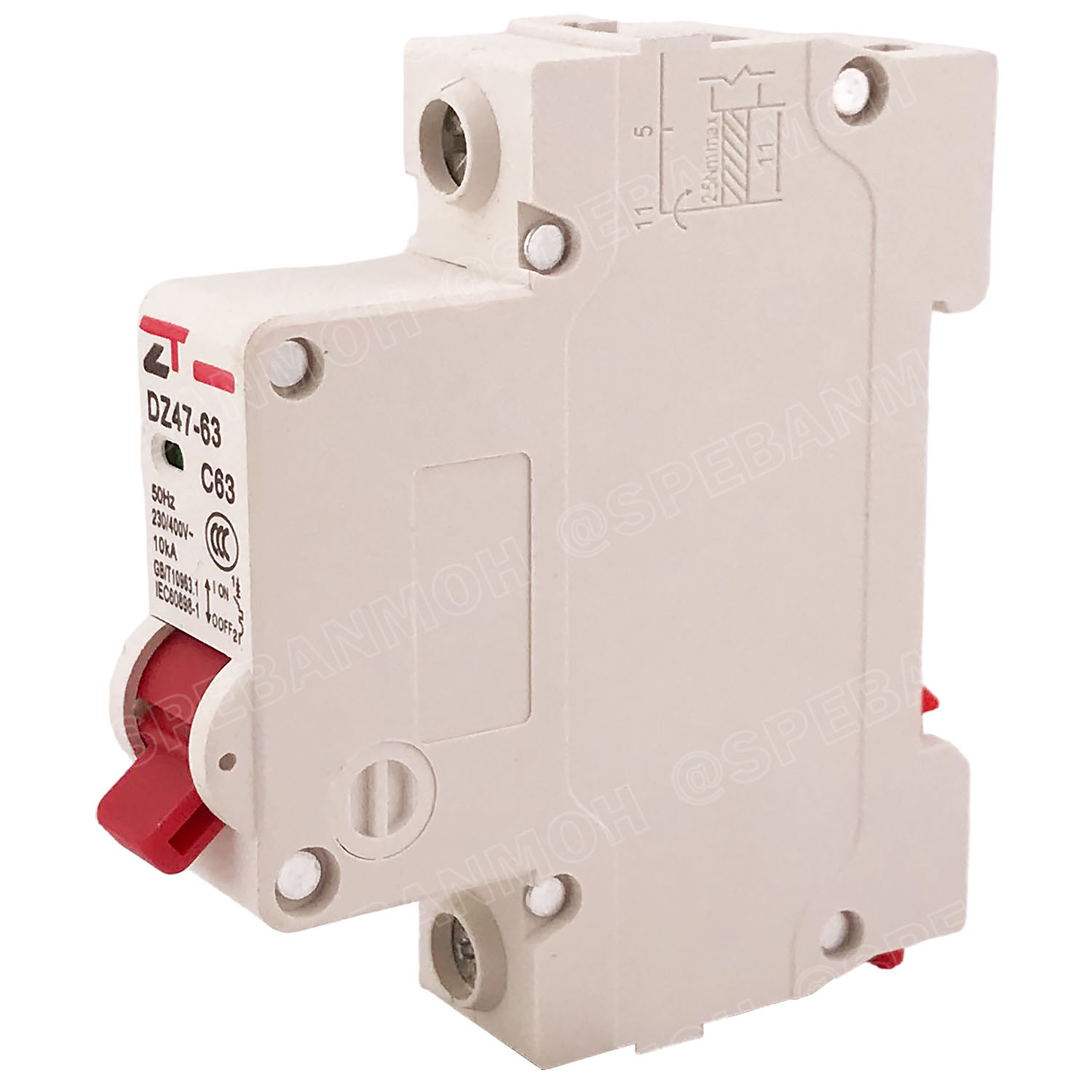 DZ47-63-1P 63A เบรกเกอร์ ลูกย่อย ยึดรางปีกนก 1P 63A AC Circuit Breaker เบรกเกอร์ตัดไฟเกิน 1โพล 63แอมป์ คัดเอาท์ ป้องกันกระแสเกิน Overload ป้องกันการลัดวงจร Short circuit เบรกเกอร์ตัดไฟ เบรกเกอร์ลูกย่อย Ac Circuit Breaker ไฟบ้าน 230V/400V AC มินิเซอกิตเบรก