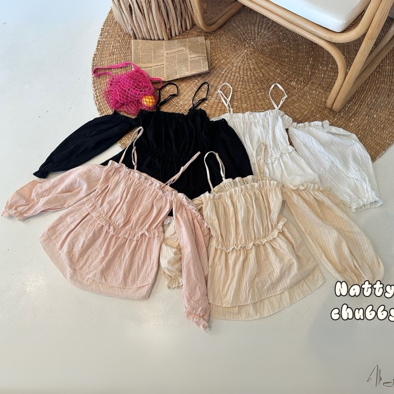 J113 ต้อนรับลมร้อน เสื้อ สาวอวบ ขาว ครีม ดำ ชมพู อกได้ถึง 46 นิ้ว (หน้าผ้า48นิ้ว)