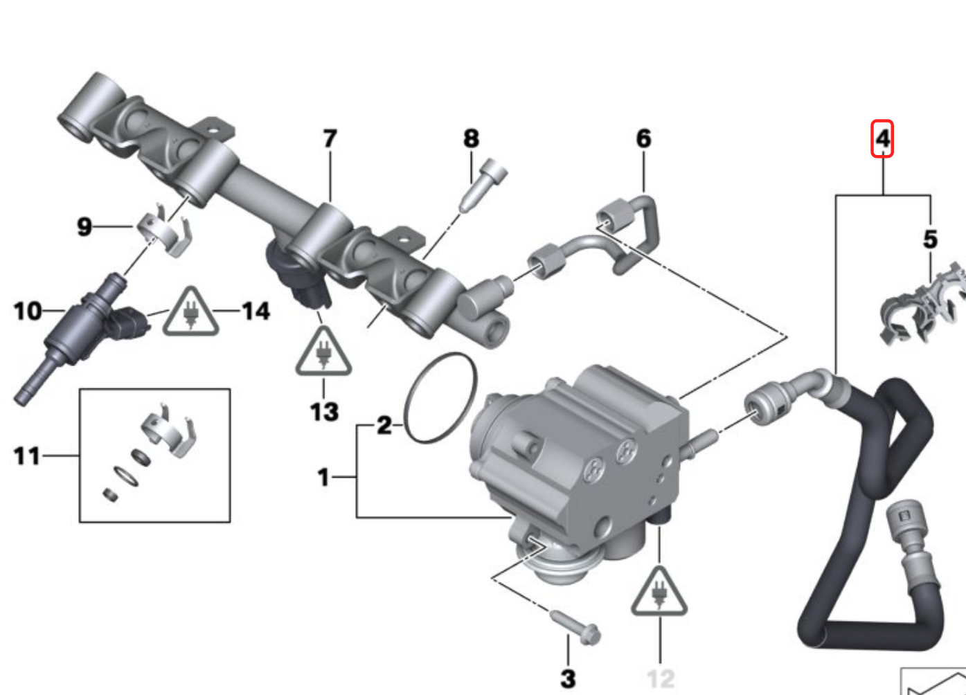 ท่อน้ำมันเข้าปั้มแรงดันสูง MINI COOPER S R60, R61 /N18 (13539800679) /แท้