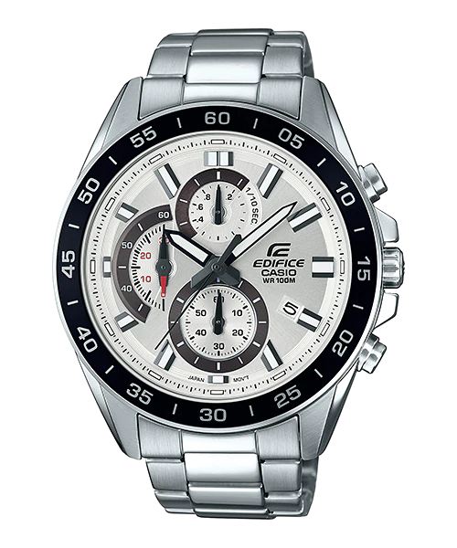 CASIO EDIFICE รุ่น EFV-550D-7AVUDF สายสแตนเลส สีเงิน จอขาว สินค้าใหม่ ของแท้ รับประกันศูนย์ CMG