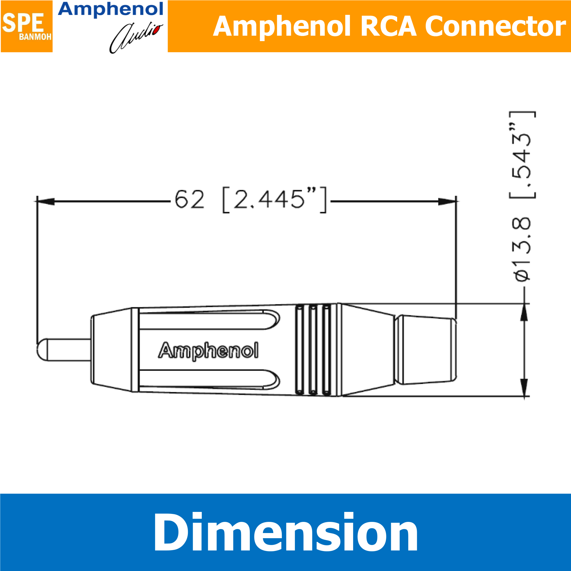 ACPR Amphenol RCA ปลั๊ก แจ็ค RCA แอมฟินอล คอนเนคเตอร์ หัว RCA ตัวผู้ ชุบทอง Audio Plug Audio Connector หัวต่อ RCA Amphenol รุ่น ACPR ของแท้ By เอสพีอี บ้านหม้อ SPE Banmoh
