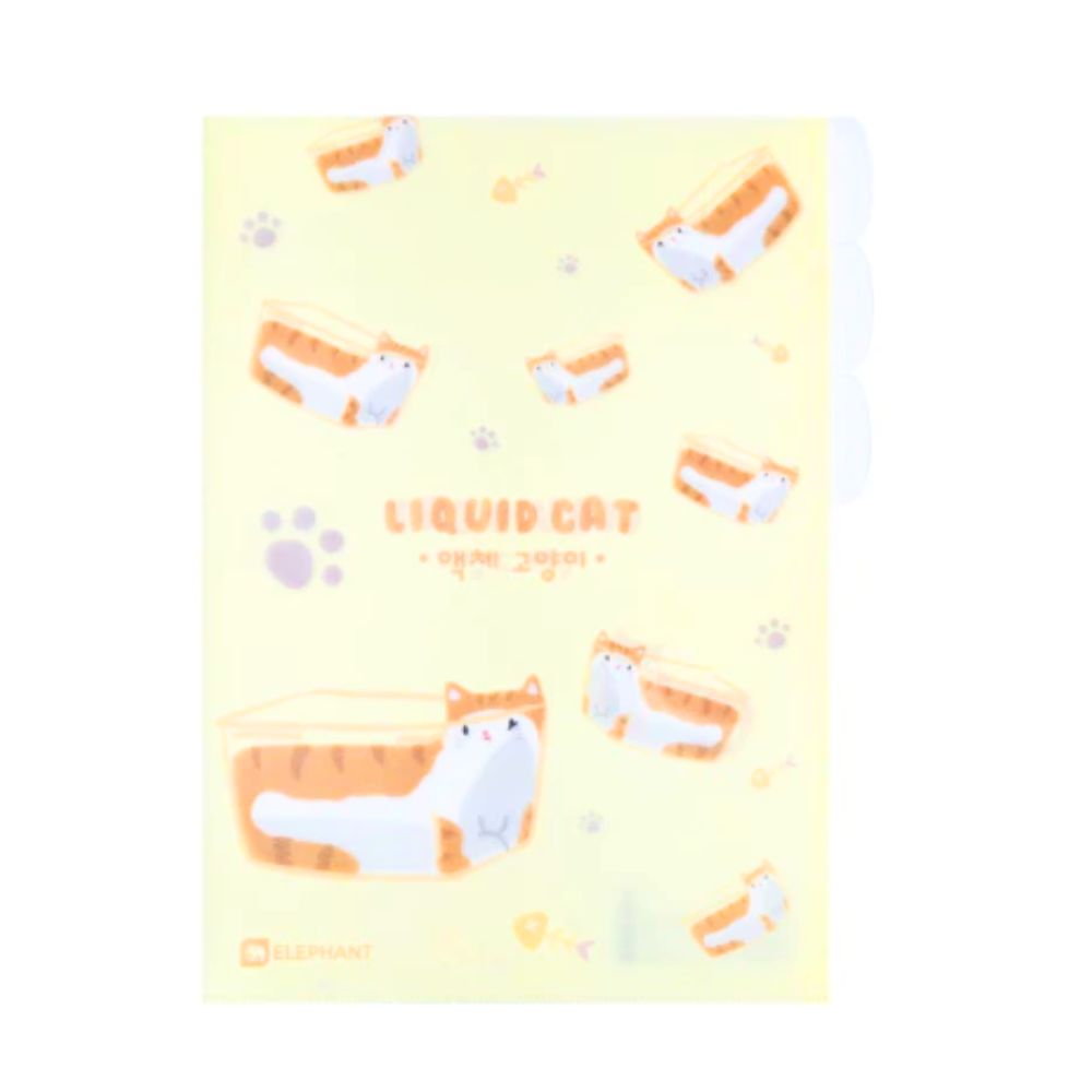 แฟ้มสอด แฟ้มพลาสติก แฟ้มซอง 3 ช่อง ตราช้าง Elephant ขนาด A4 ลาย LIQUID CAT