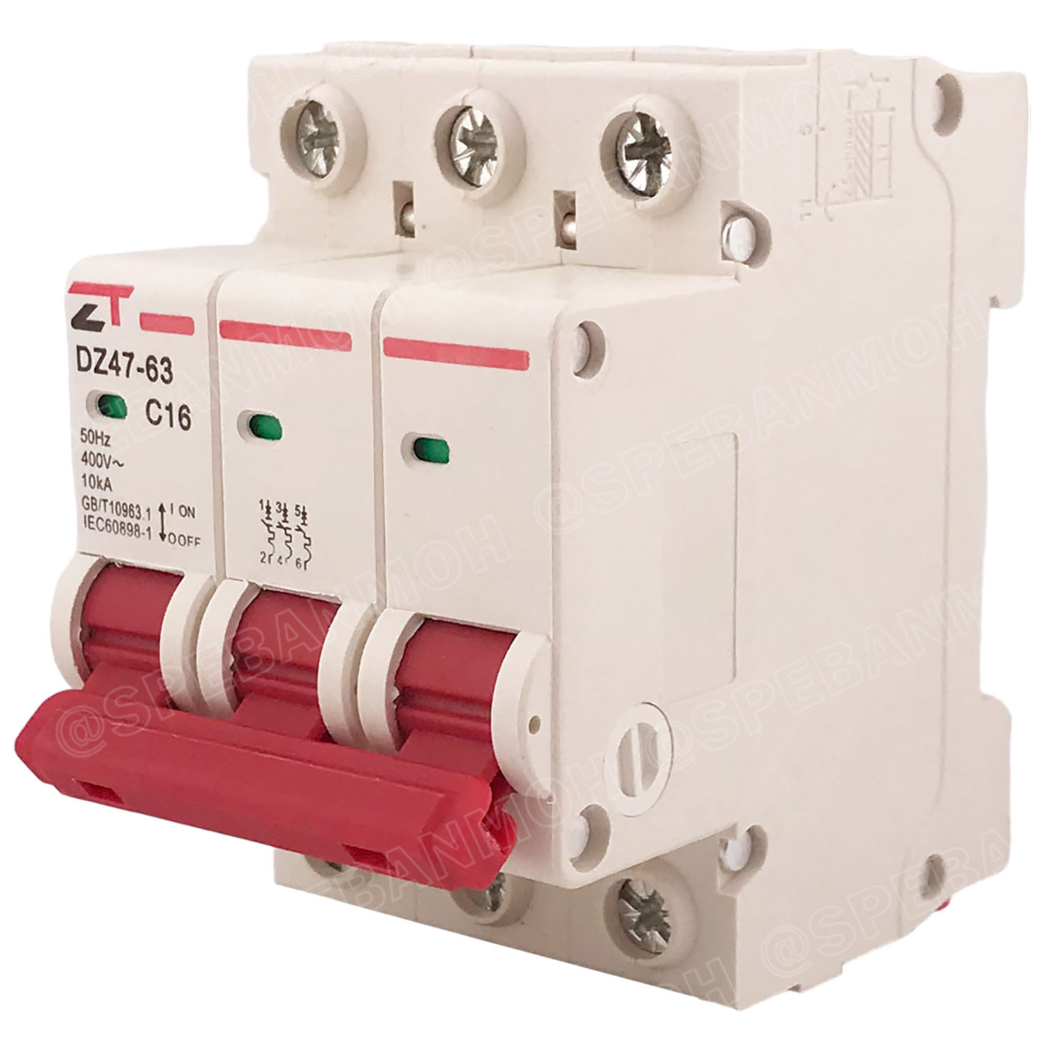 DZ47-63-3P 16A เบรกเกอร์เมน ยึดรางปีกนก 3P 16A AC Circuit Breaker เบรกเกอร์ตัดไฟเกิน 3โพล 16แอมป์ คัดเอาท์ ป้องกันกระแสเกิน Overload ป้องกันการลัดวงจร Short circuit เบรกเกอร์ตัดไฟ เบรกเกอร์ลูกย่อย Ac Circuit Breaker ไฟบ้าน 230V/400V AC มินิเซอกิตเบรก