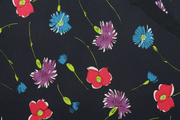 SK-181 กระโปรงแฟชั่น&ทำงาน ทรงสอบ ผ้าญี่ปุ่นผสมสเป็นเด็กพิมพ์ลายดอกไม้โทนน้ำเงิน