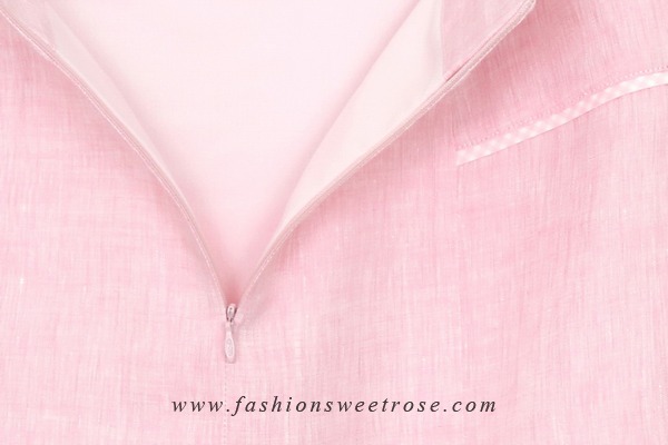 SK-314 กระโปรงทรงเอ ผ้าลินินญี่ปุ่นสีชมพู แต่งกุ้นระบายด้วยผ้าลายสก๊อต