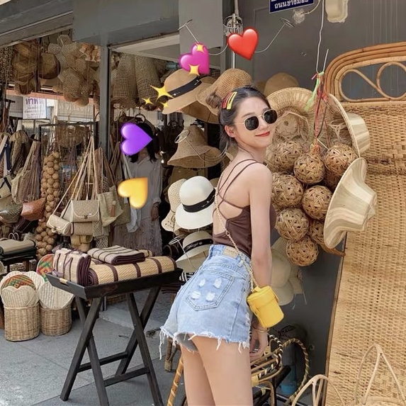 เสื้อสายเดี่ยวไขว้หลัง ฟองน้ำแบบถอดได้