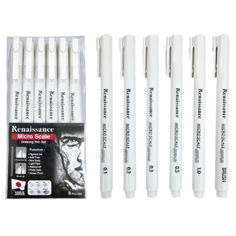 ชุดปากกาตัดเส้น เรนาซองซ์ ปากกาไมโครสเกล ชุดเซ็ท 6 เบอร์ Renaissance Micro Scale Drawing Pen Set