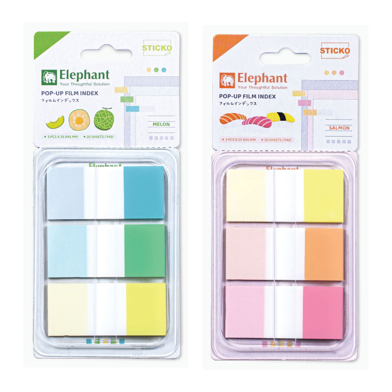 Elephent ตราช้าง ที่คั่นหน้า แบบใส ฟิล์มโน้ต โพสอิทมีกาวในตัว sticko pop up film index ขนาด 25 x 45 มม. 60 แผ่น