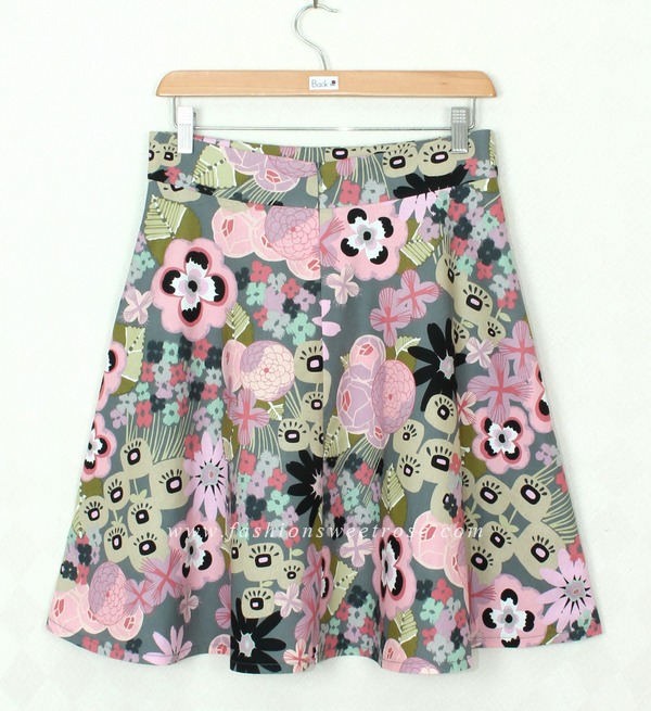 SK-319 กระโปรงแฟชั่น&ทำงาน ทรงย้วย ผ้าคอตต้อนญี่ปุ่นพิมพ์ลายกราฟฟิกวินเทจโทนชมพู