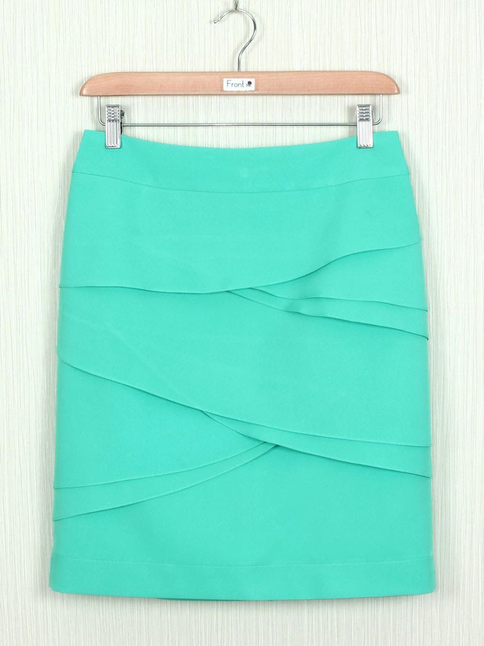 กระโปรงแฟชั่น&ทำงาน ทรงสอบ ผ้าไหมอิตาลีสีเขียวพาสเทล / SK-259
