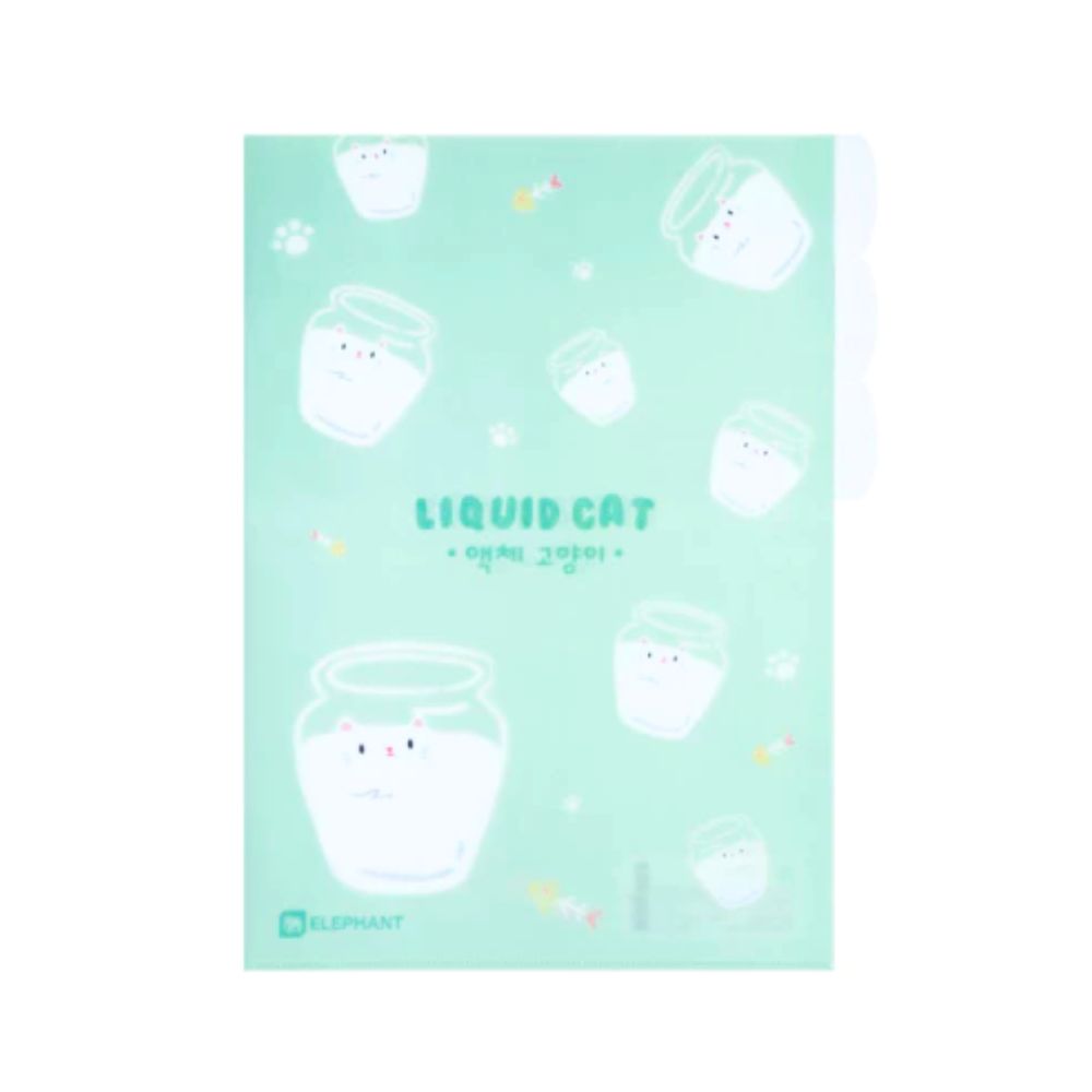 แฟ้มสอด แฟ้มพลาสติก แฟ้มซอง 3 ช่อง ตราช้าง Elephant ขนาด A4 ลาย LIQUID CAT