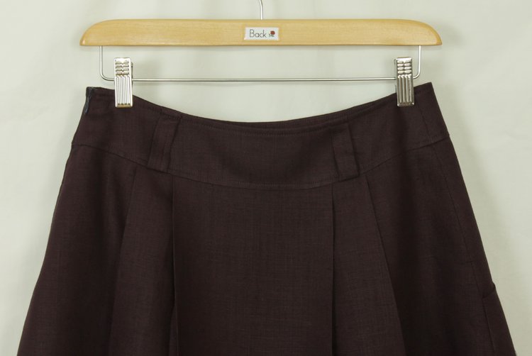 SK-184 กระโปรงแฟชั่น&ทำงาน ทรงบาน ผ้าลินินญี่ปุ่นสีม่วง มีกระเป๋าล้วงได้ 2 ข้าง