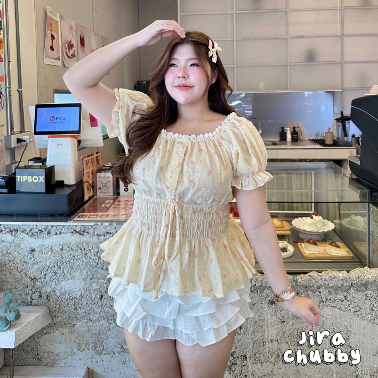 J170 เสื้อสาวอวบ แขนตุ๊กตา ขาว ชมพู เหลือง อกได้ถึง40-50 นิ้ว หน้าผ้า52นิ้ว