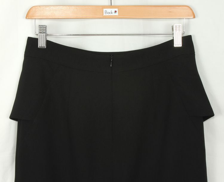 SK-190 กระโปรงแฟชั่น&ทำงาน ทรงสอบ ผ้า CHANEL สีดำ ด้านหน้ากระโปรงจับจีบระบาย