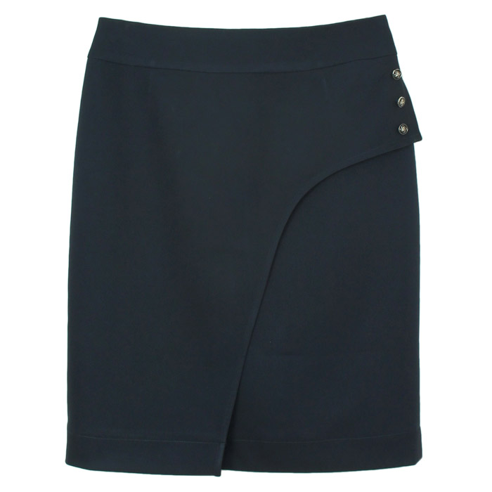 SK-253 กระโปรงแฟชั่น&ทำงาน ทรงสอบป้ายซ้อนกันผ้าญี่ปุ่นสีน้ำเงิน