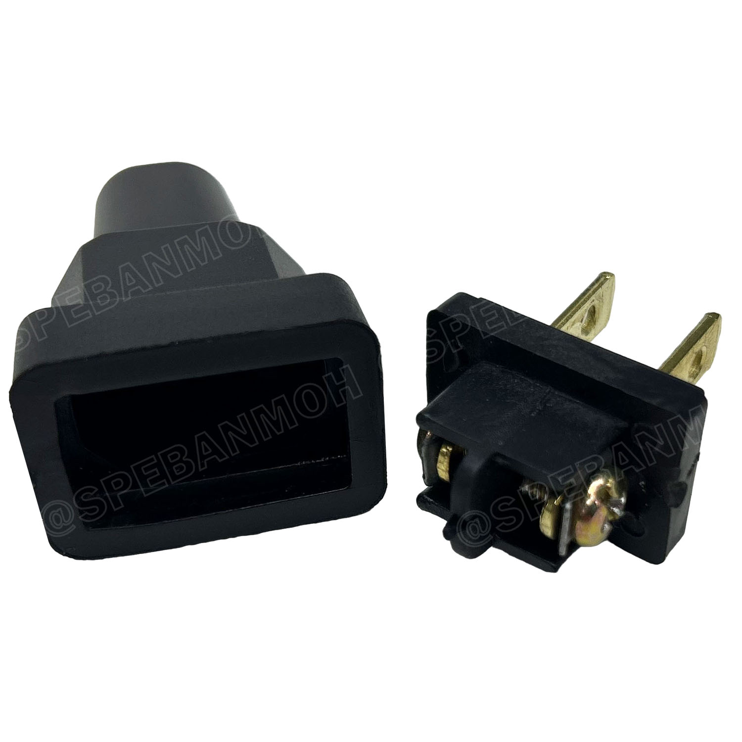 [ 5ชิ้น ] ACP-R003 ปลั๊กยาง ตัวผู้ 2ขาแบน AC Power Plug ท้ายห่วง 5A 250V ปลั๊กตัวผู้ 2ขาแบน ต่อสาย AC Plug 2P 5แอมป์ 220โวตต์ Male Ac Plug ปลั๊กยาง 2ขา ปลั๊กเสียบขาแบน Male Plug 2แบน ปลั๊กตัวผู้ต่อสาย