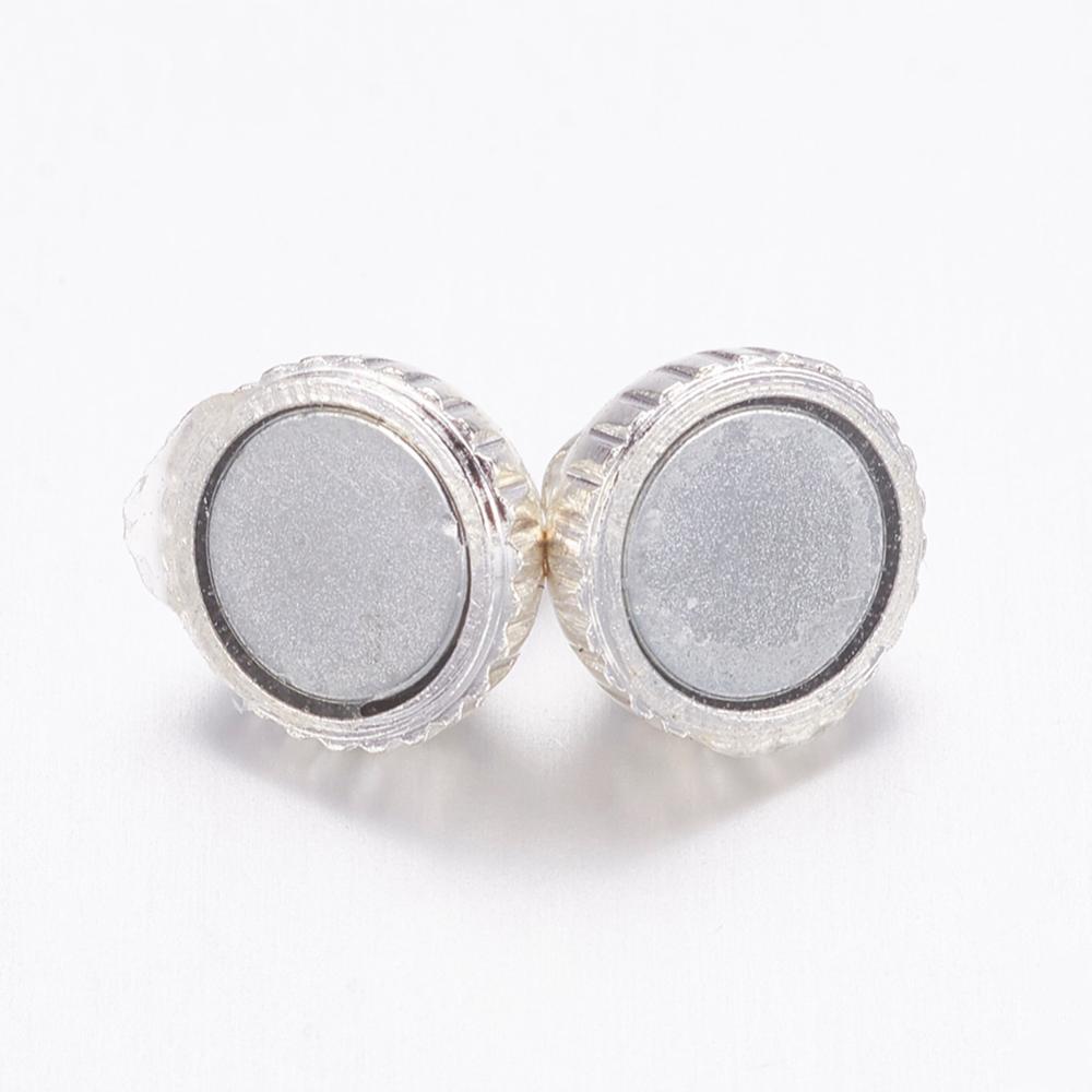 ตะขอสำหรับเชื่อม แม่เหล็กเนื้อทองเหลือง สีเงิน ขนาด 13x8mm รู 1.5mm จำนวน 100 เซต พรีออเดอร์