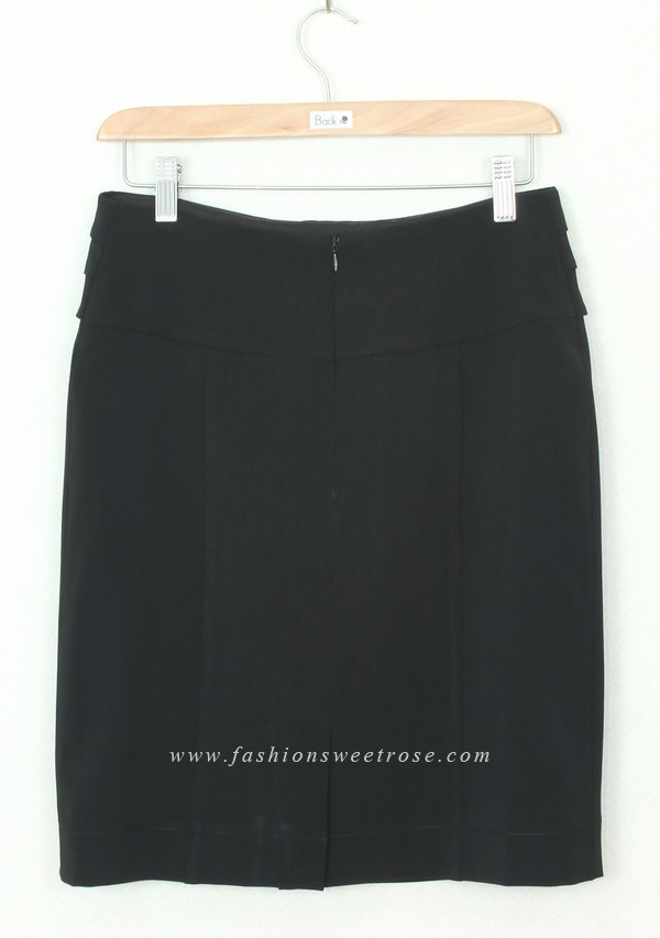 SK-308 กระโปรงแฟชั่น&ทำงาน ทรงสอบ ผ้าไหมอิตาลีสีดำ