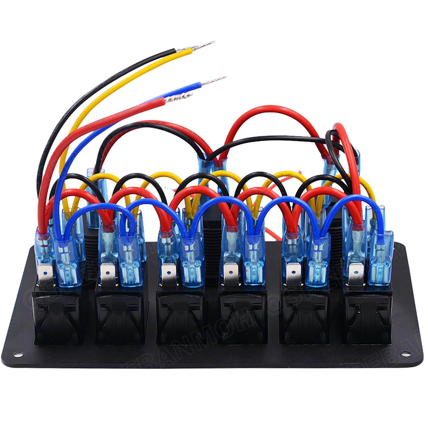 [ 1ชิ้น ] WP-441B1 แผงสวิตช์รถยนต์ เรือ กันน้ำ มีไฟ 12VDC Waterproof 6 gang Rocker Switch Panel for Marine Boat ชุดแผงสสวิทช์ 12V USB-A 2.1A 2Ch สวิทช์ 5ขา มีไฟ LED ช่องสำหรับเสียบปลั๊กจุดบุหรี่ 1ช่อง พร้อมหน้าจอแสดง ดิจิตอล โวลต์มิเตอร์