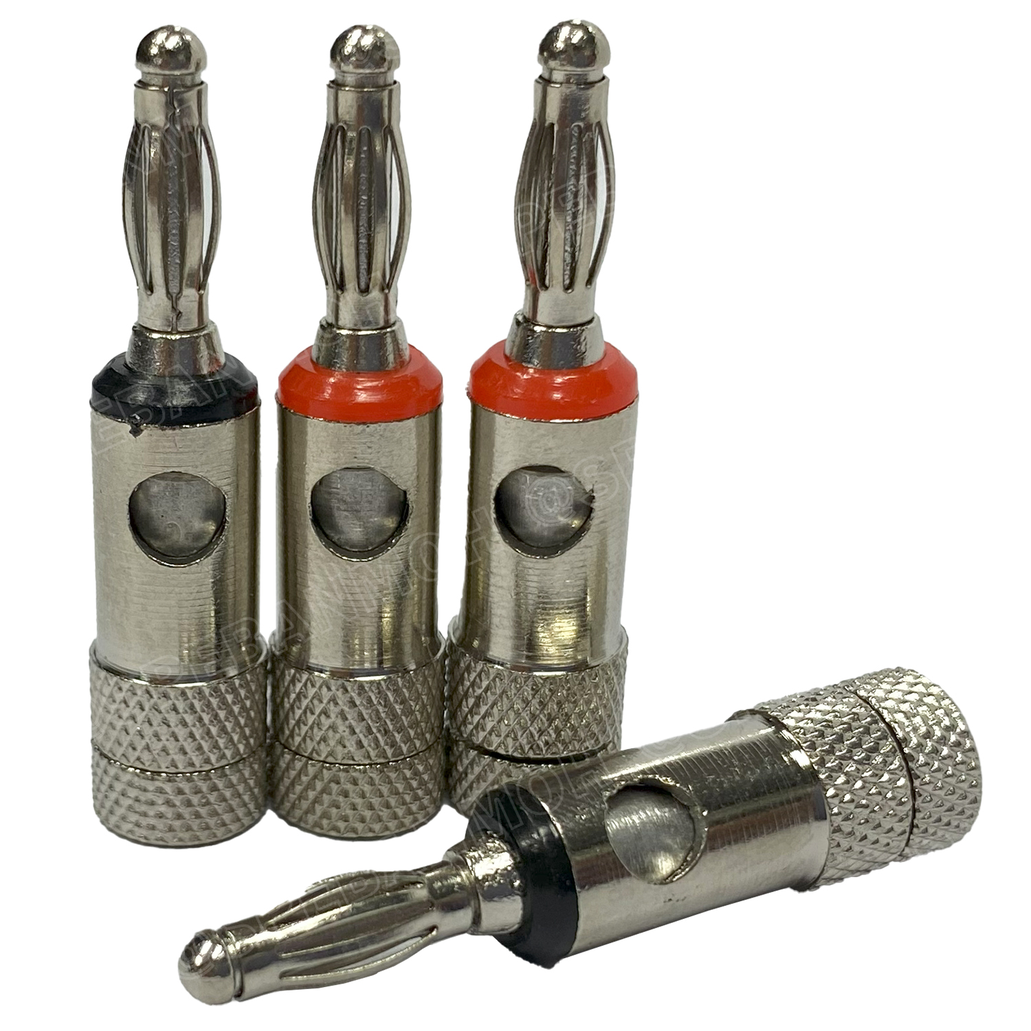 [ 1ชุด/4ตัว ] BNN-014-NK ปลั๊กบานาน่าเครื่องเสียง ตัวผู้ Male ∅4 mm นิกเกิ้ล Nickle Banana Plug Audio Grade ปลั๊กกล้วย ชุบนิกเกิ้ล พรีเมี่ยม หัวเสียบลำโพง ขั้วต่อสายลำโพง Speaker Connector บานาน่า 4mm Nickle-plated เครื่องเสียง แจ็คลำโพง แจ็คลำโพง ออดิโอเ