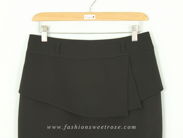 SK-455 กระโปรงแฟชั่น&ทำงาน ทรงสอบ ผ้า Double Twist สีดำ