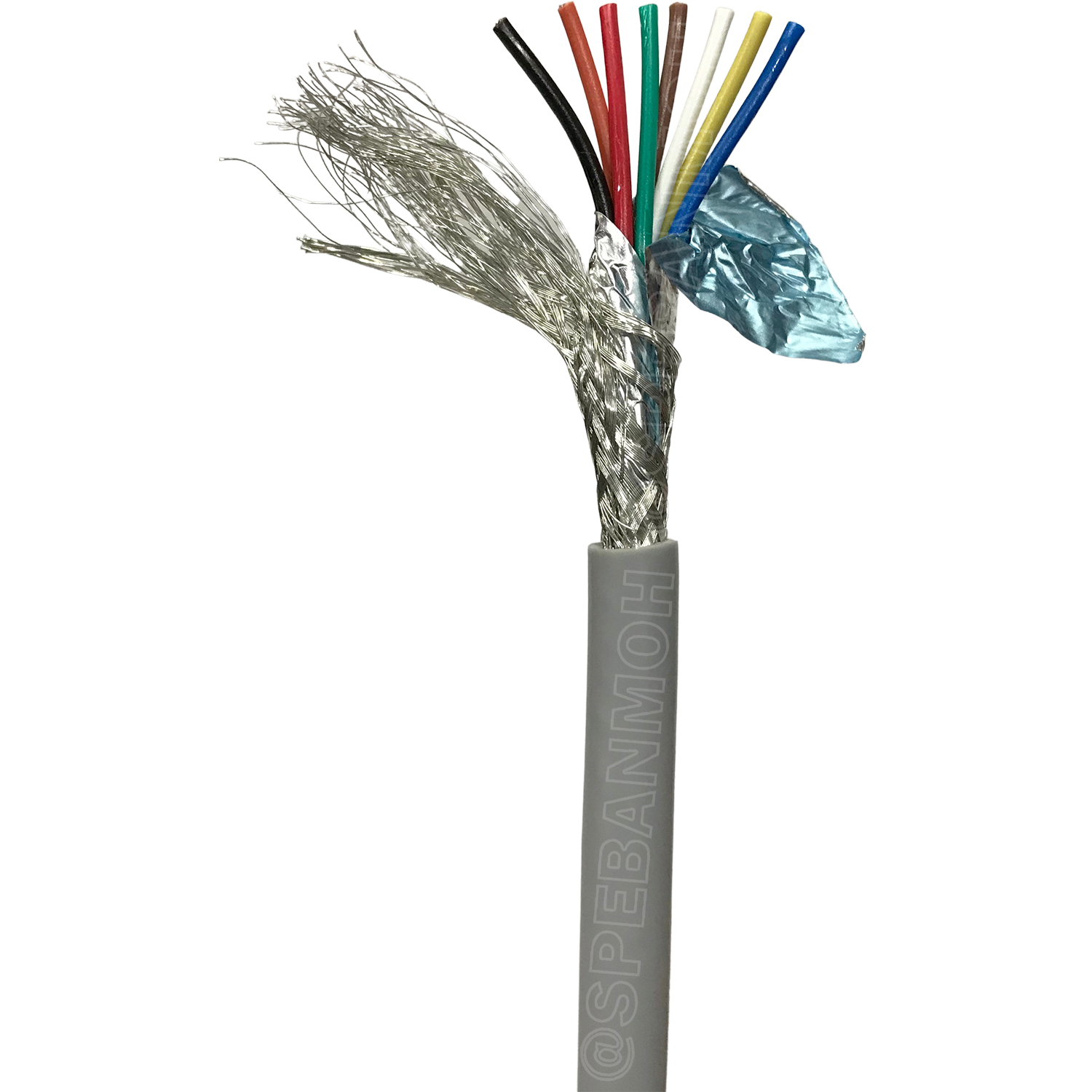 [ 100 เมตร ] TW-2464BS-22AWG-08C ชีลรอบ สีเทา Grey สายมัลติคอร์ 8 คอร์ ขนาด 22AWG 8Cx22AWG UL2464 300V 80°C AWG22 เบอร์ 22 สายชีลรอบ Braid Shielded Multicore Cable 8C Computer Cable TCU Tinned Stranded Copper AWM 2464 22AWG VW-1 80°C 300V E150612 Thai Wo