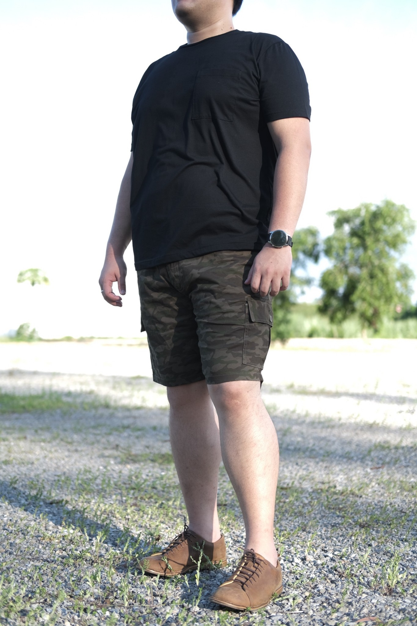 กางเกงคาร์โก้ ผ้าชิโน่ ขาสั้น สำหรับผู้ชายอ้วน ผ้ายืด3ส่วนใส่สบาย ไซส์ใหญ่ 40-48"