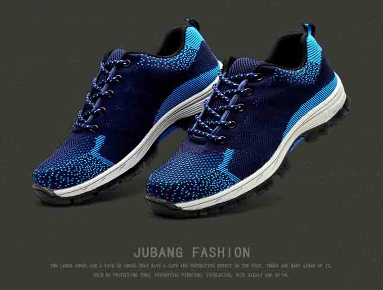 JUBANG รองเท้าเซฟตี้ผ้าใบ หัวเหล็ก ระบายอากาศดี พื้นยางกันลื่น หัวเหล็ก พื้นเสริมแผ่นเหล็ก